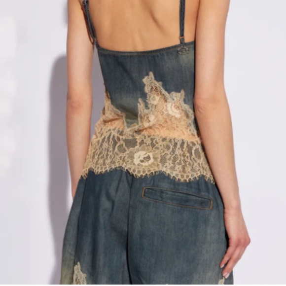 DENIM  AND LACE CAMI SHORT  2 PIECE  SET NWOT - Picture 7 of 10